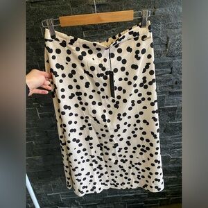 Tahari pull on a-line midi skirt ink dot polka